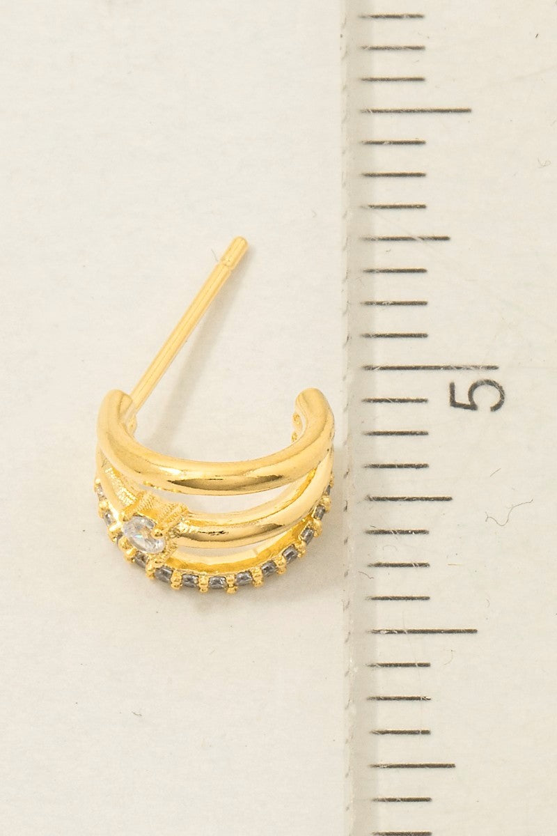 Pave Layered Hoop Huggie Earrings
