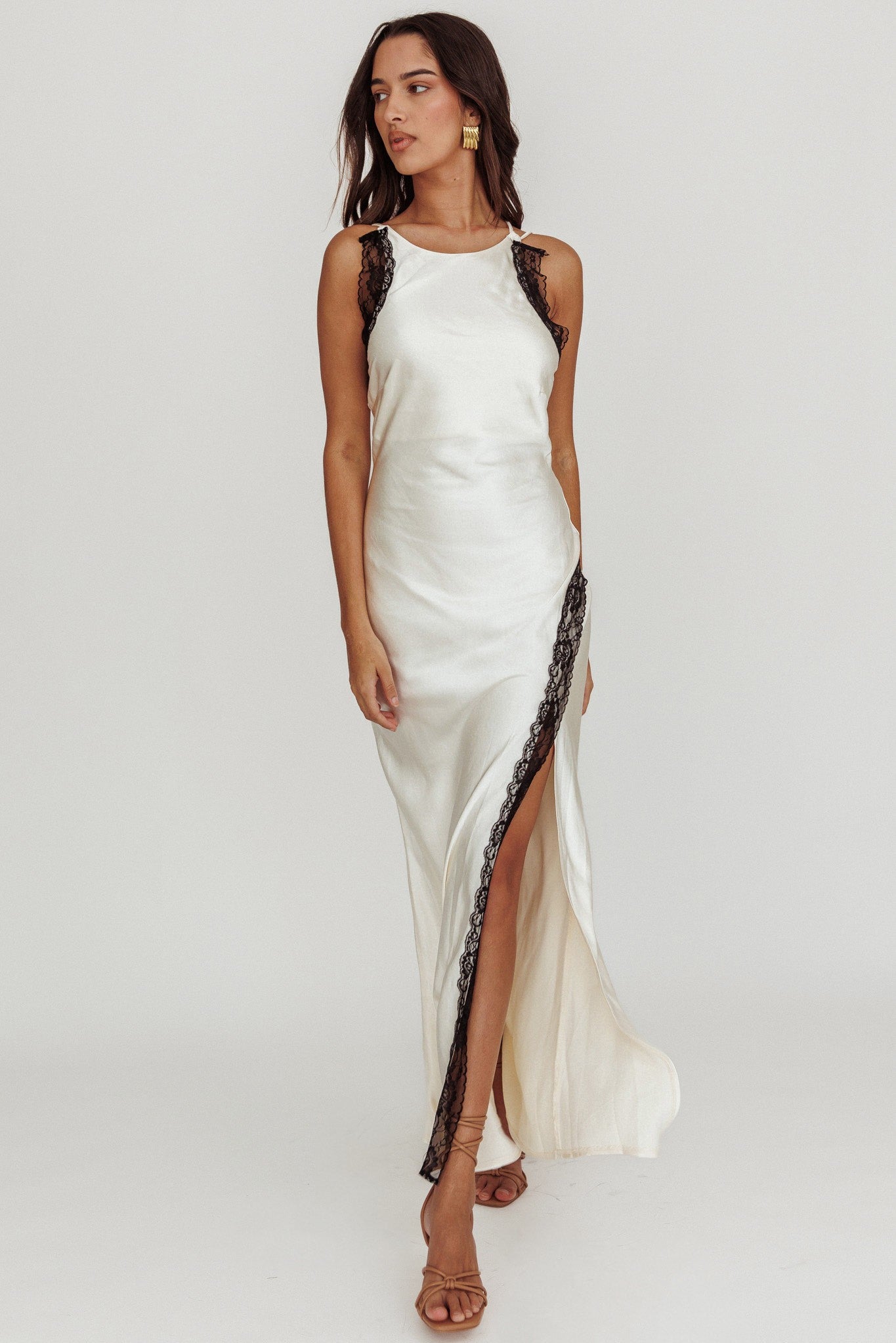 Lacy Metallic Maxi Dress