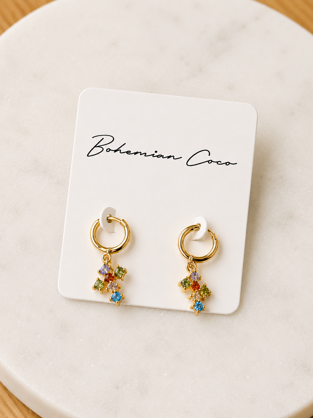 Rainbow Cross Hoops