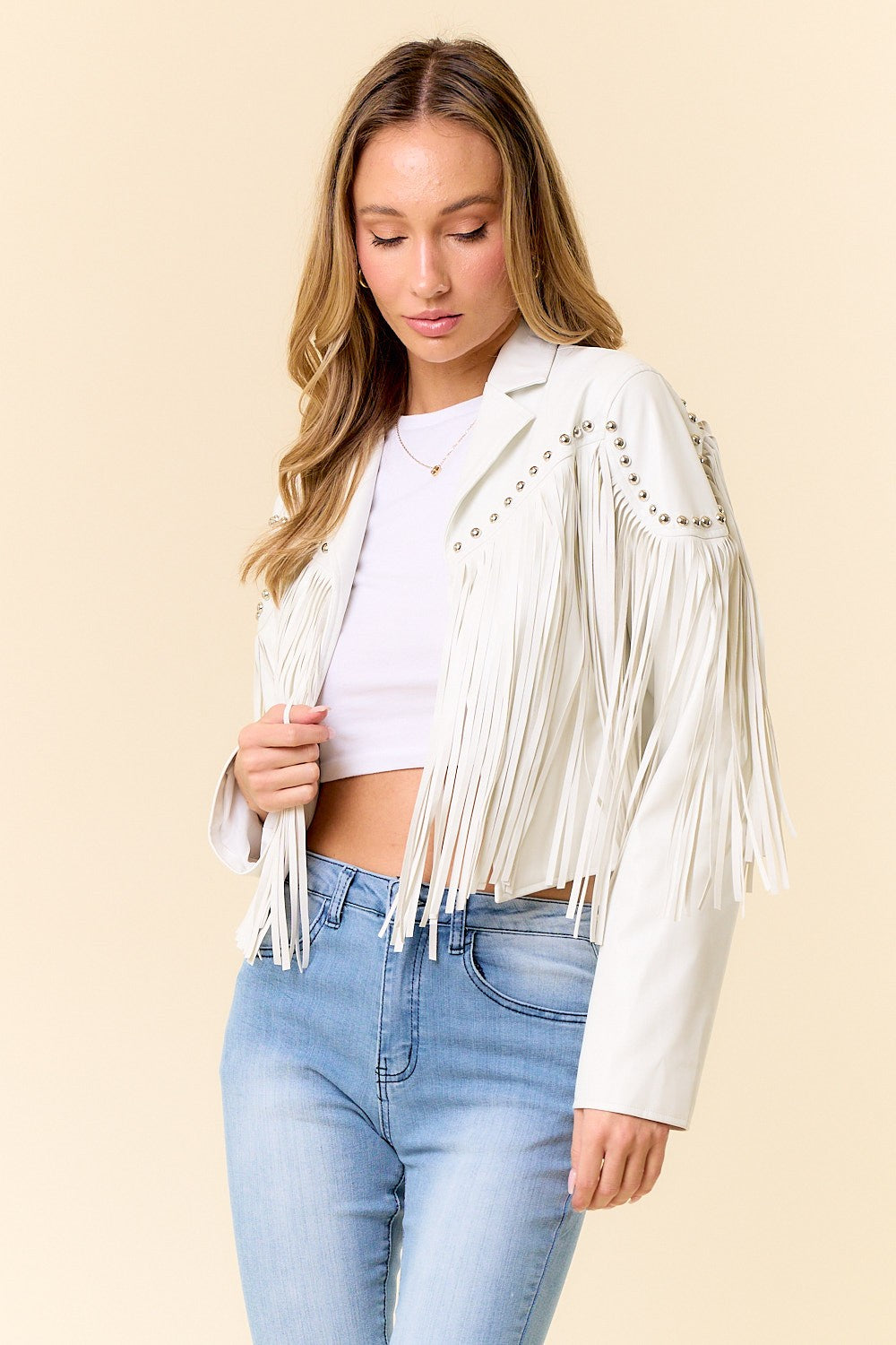Stage Coach Stud Detail Fringed Jacket