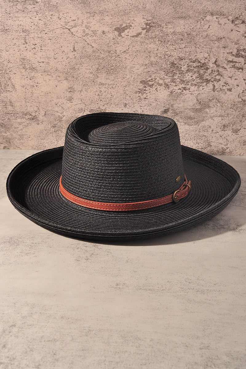 Monaco Boater With Vegan Leather Trim