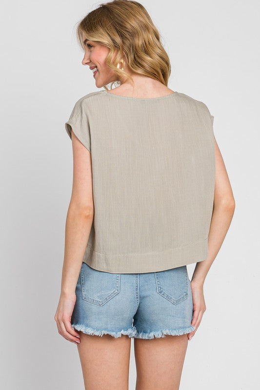 Slub Woxen Boxy Top