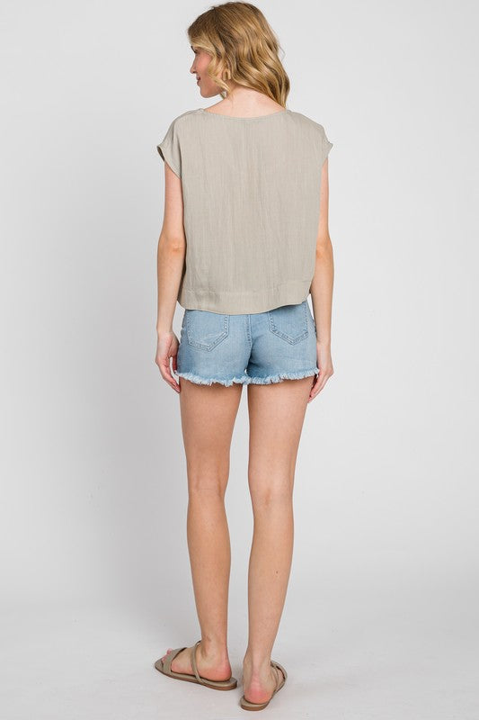 Slub Woxen Boxy Top
