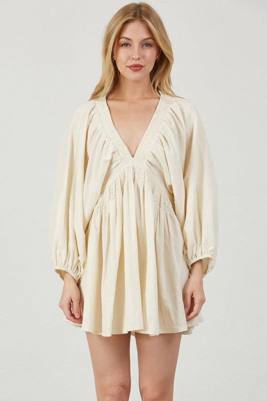 Mini Kimono Plunge Dress