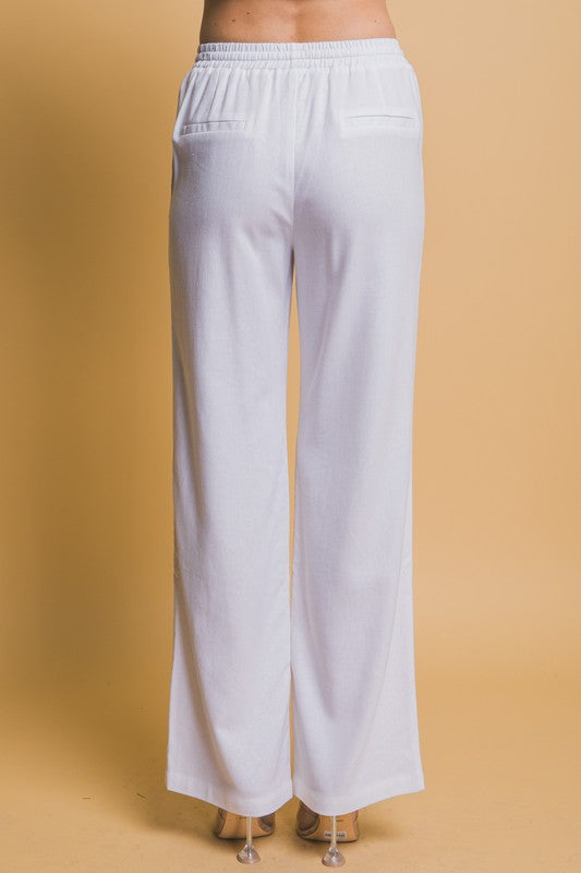 White Beaded Drawstring Pants