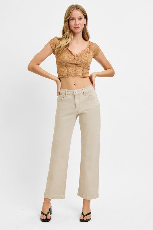 Mid Rise Ankle Straight Jeans