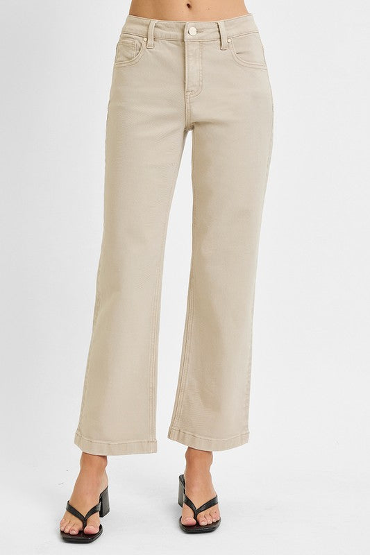 Mid Rise Ankle Straight Jeans