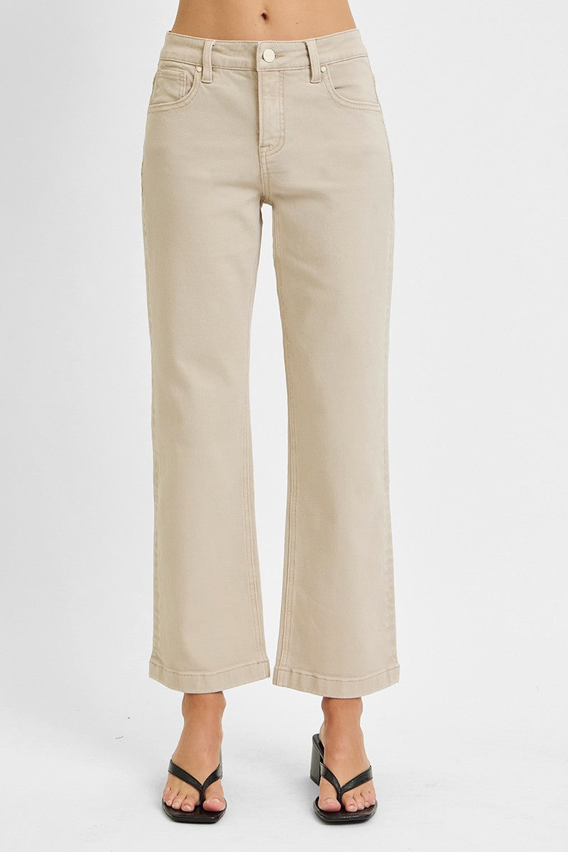 Mid Rise Ankle Straight Jeans