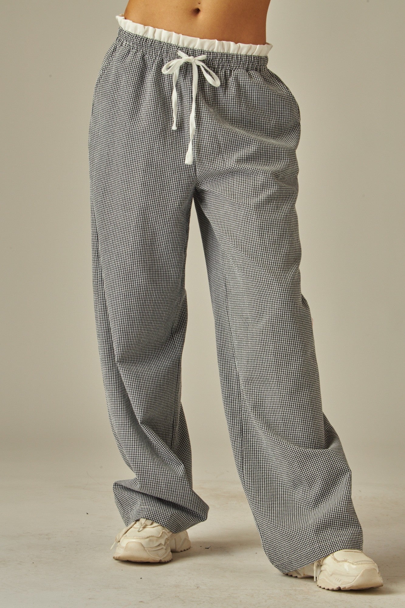 Boxer Waist Gingham Pajama Pants With Pocket