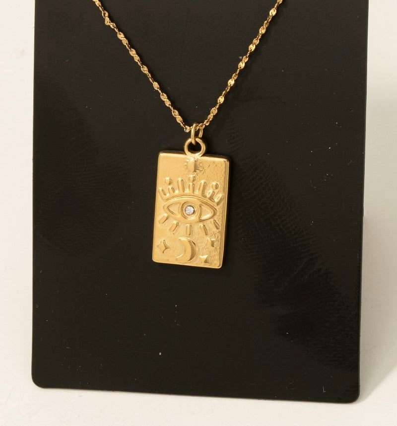Stainless Steel Evil Eye Pendant Necklace