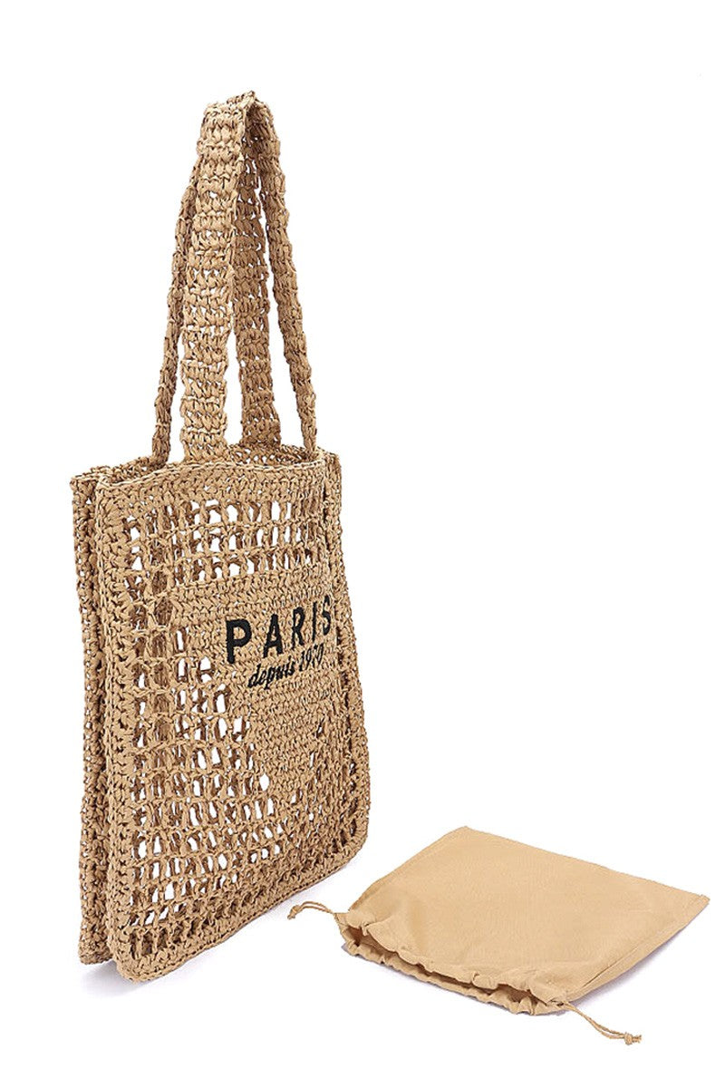 Paris Straw Tote Bag