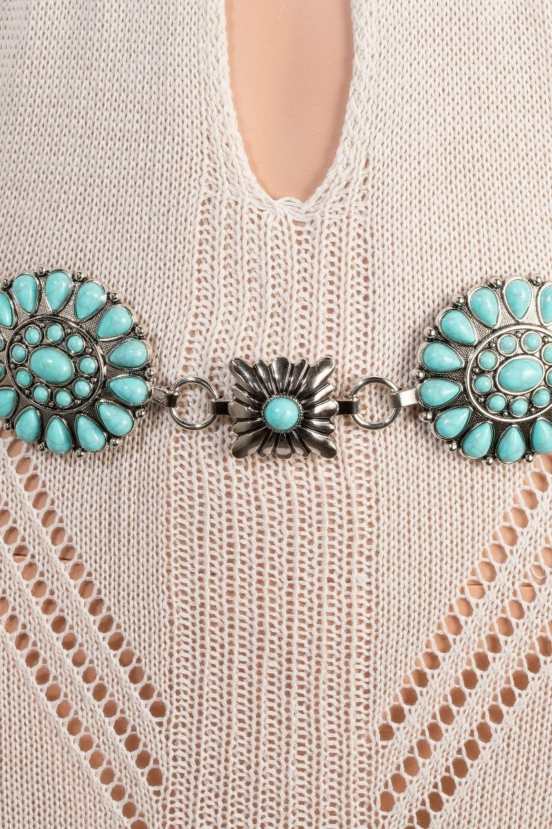 Intricate Turquoise Chain Belt
