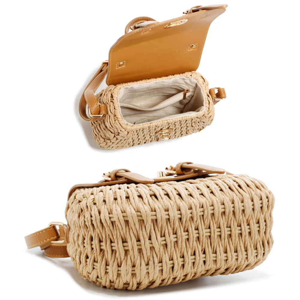 Chic Twist Lock Buckle Handle Satchel Bag