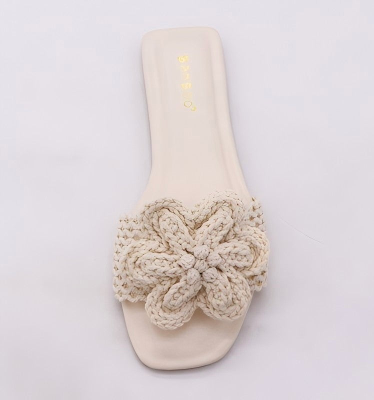 Boho Flower Crochet Flat Sandals