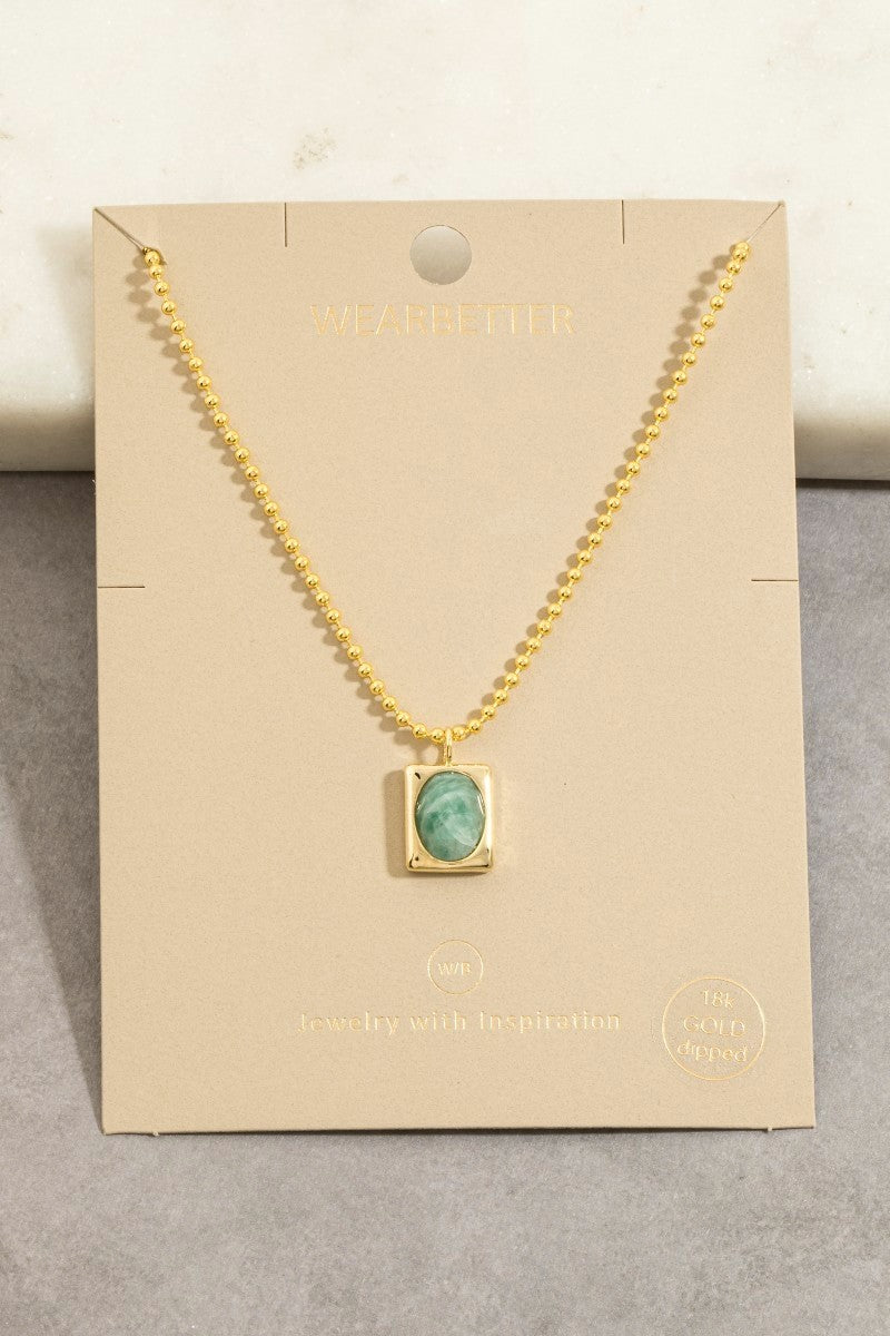 Era Faceted Oval Stone Pendant Necklace