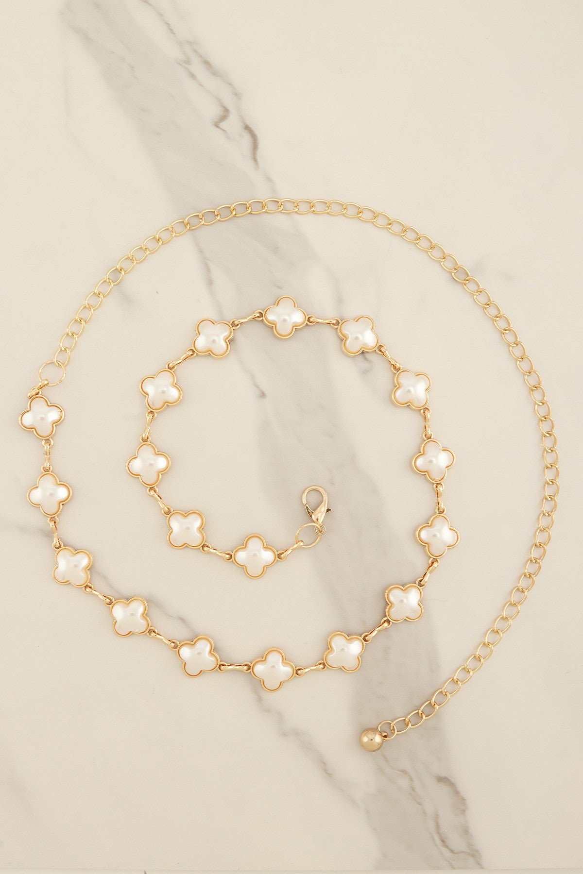 Pearl Gilded Clover Chain Belt