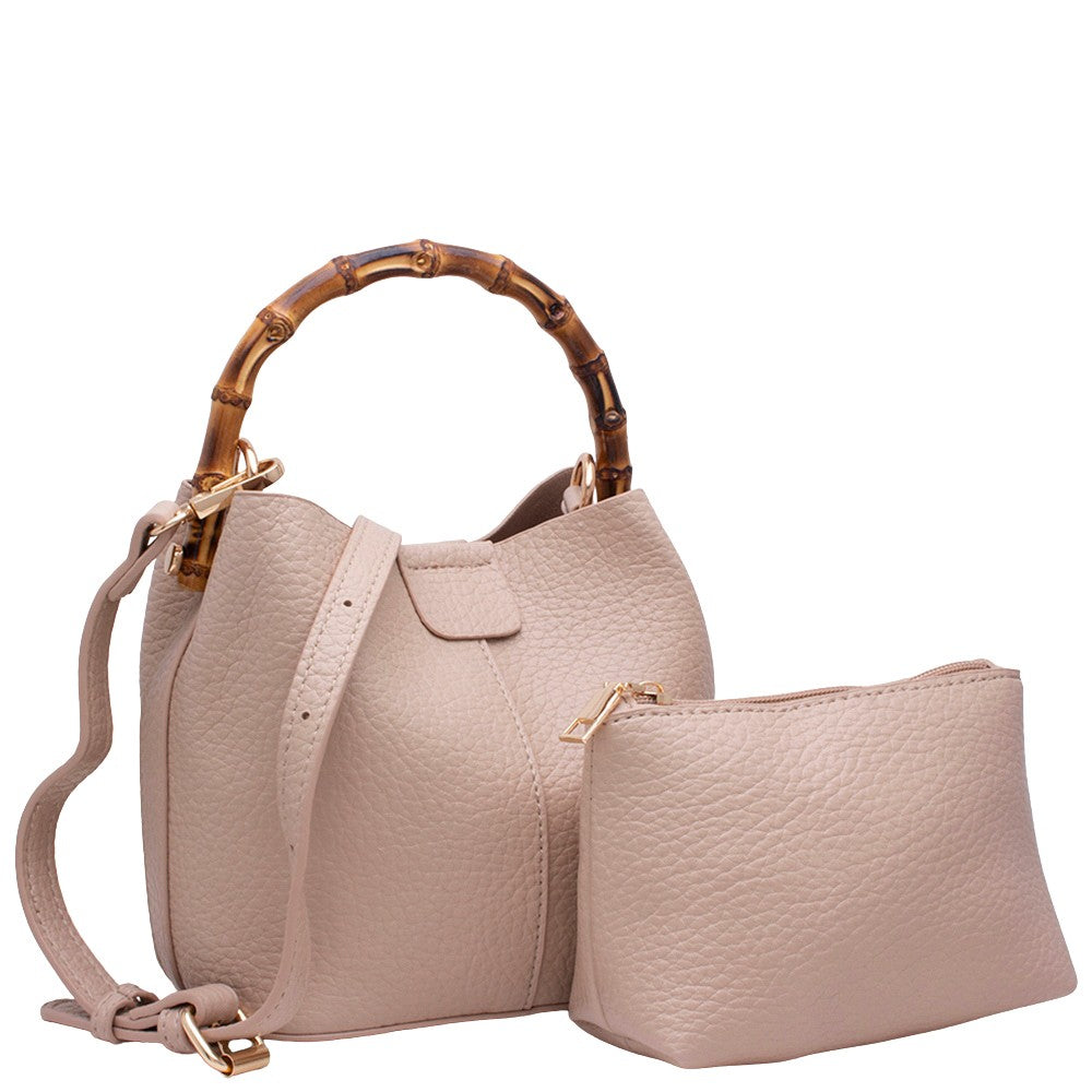 Bamboo Bucket Crossbody Pouch Bag Set