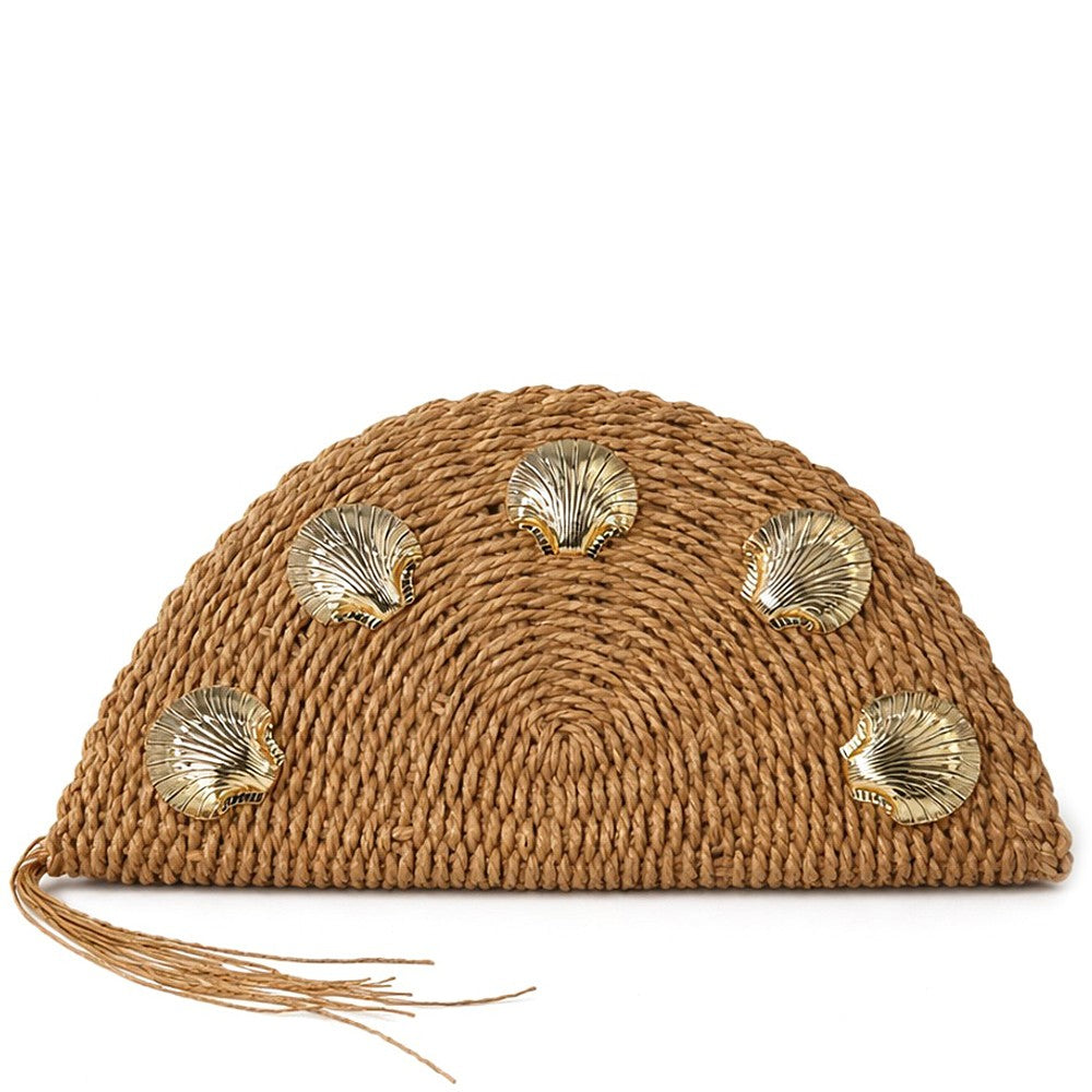 Golden Shell Half Moon Clutch Bag