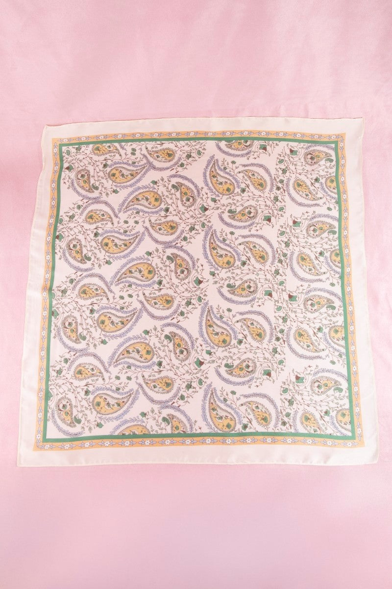 Marbella Paisley Floral Print Satin Square Scarf