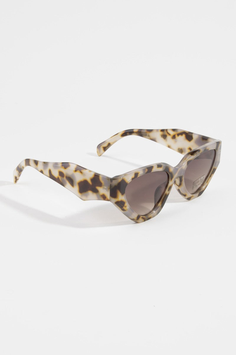 Havana Geometric Angular Cat Eye Sunglasses