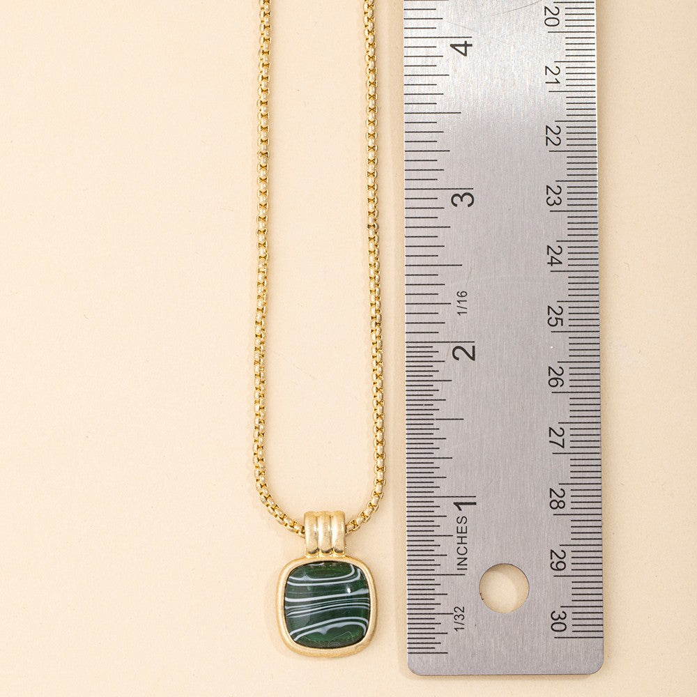 Desert Marbled Square Pendant Necklace