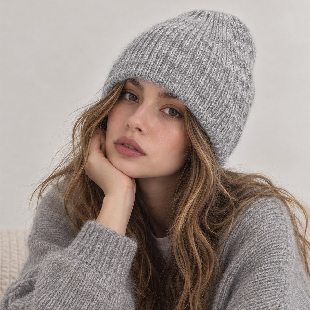 Winter White Ribbed Knit Beanie
