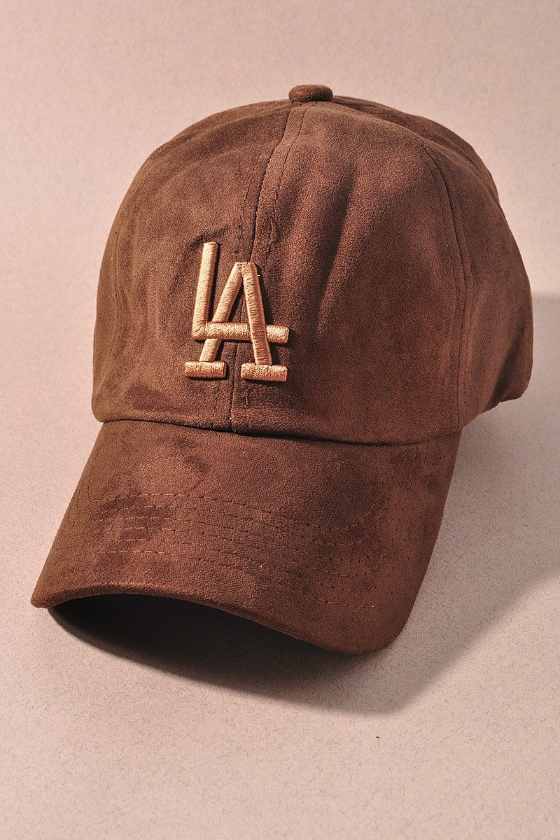 Suede LA Embroidered Baseball Cap