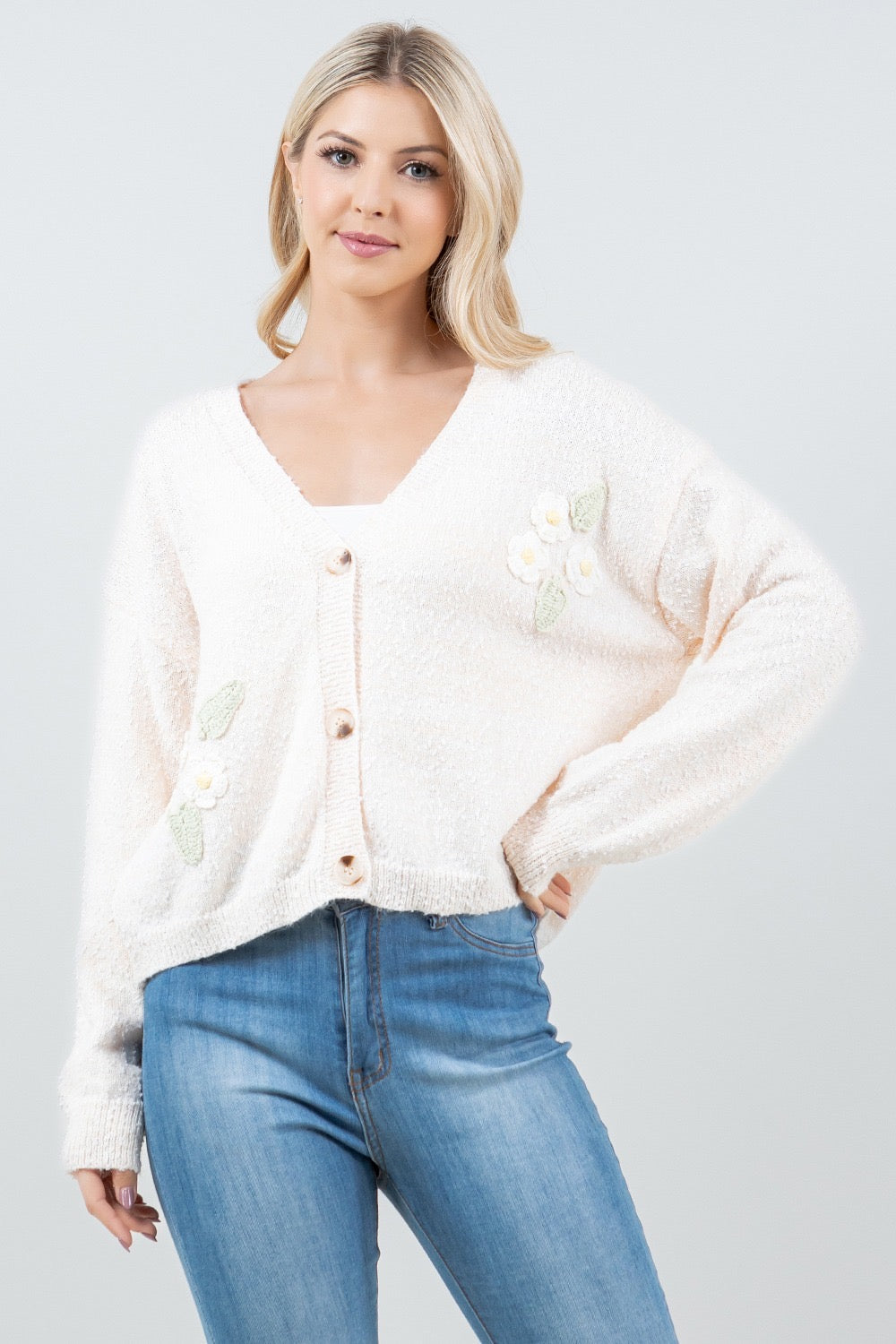 Ivory Flower Cardigan