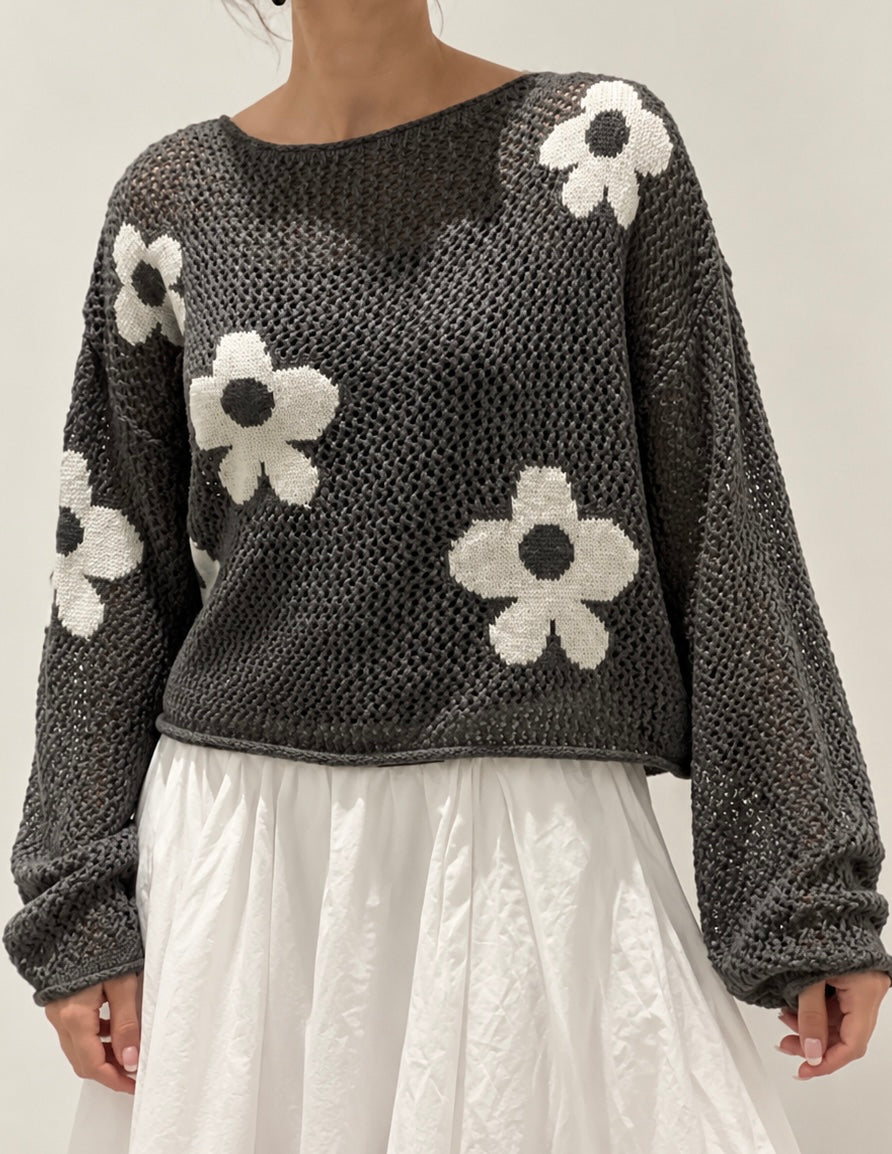 Vine Tree Knit Floral Sweater