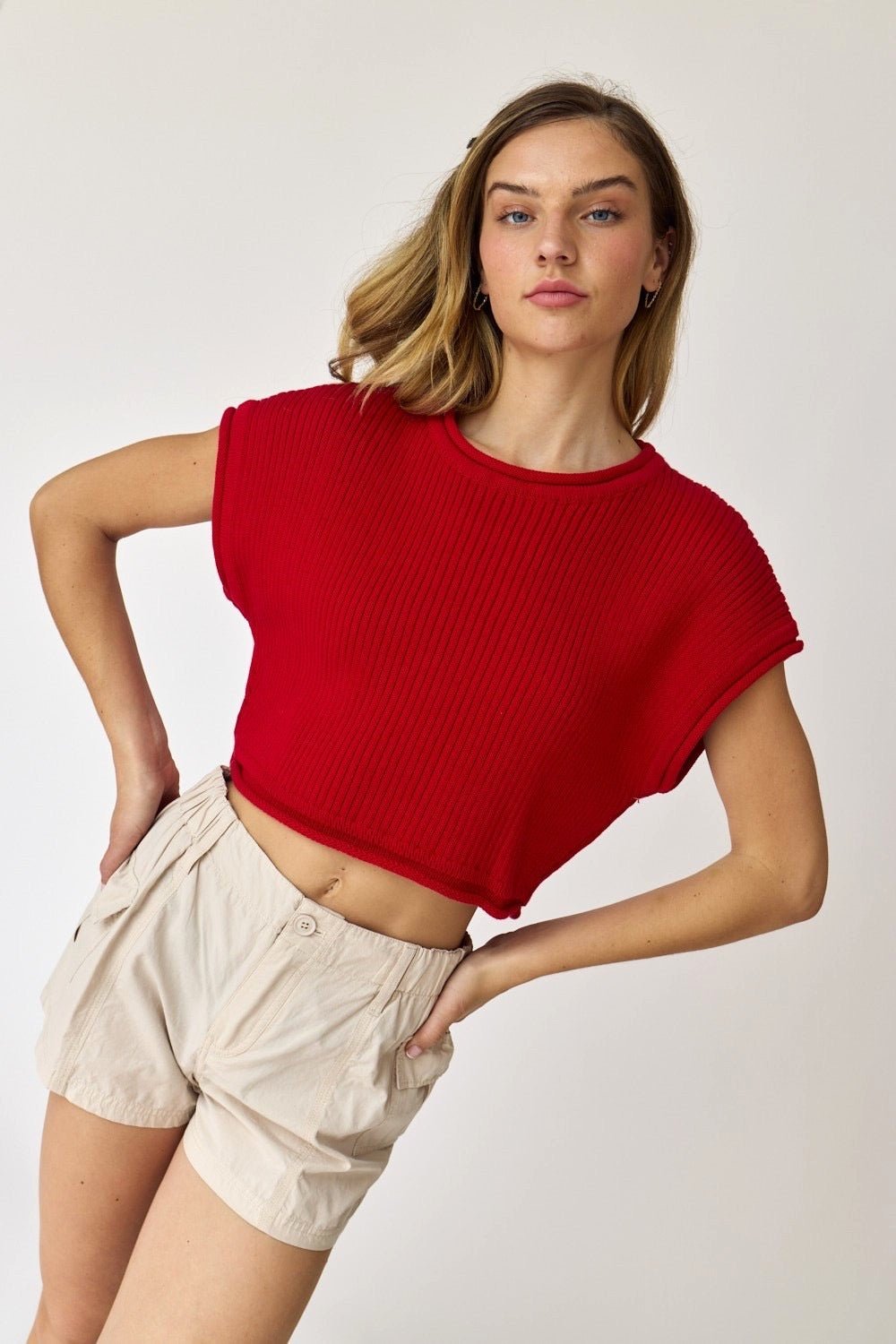 Papermoon Cropped Rib Knit Top