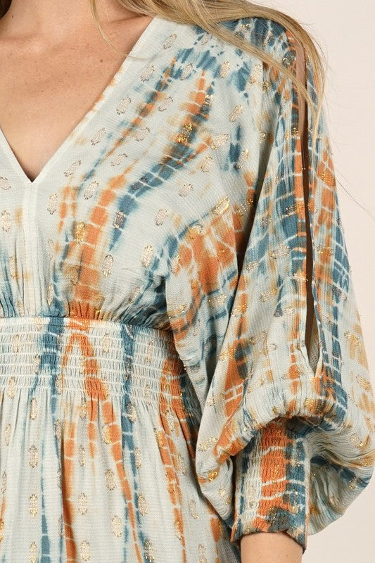 Lovestitch Tie Dyed Split Sleeve Dress