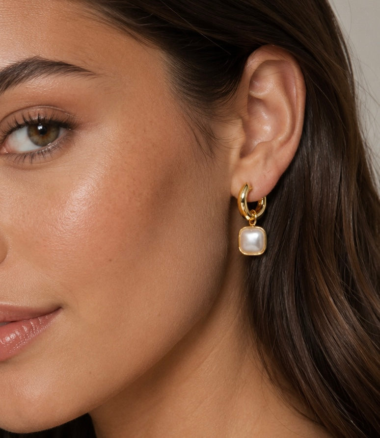 Petite Square Pearl Earrings