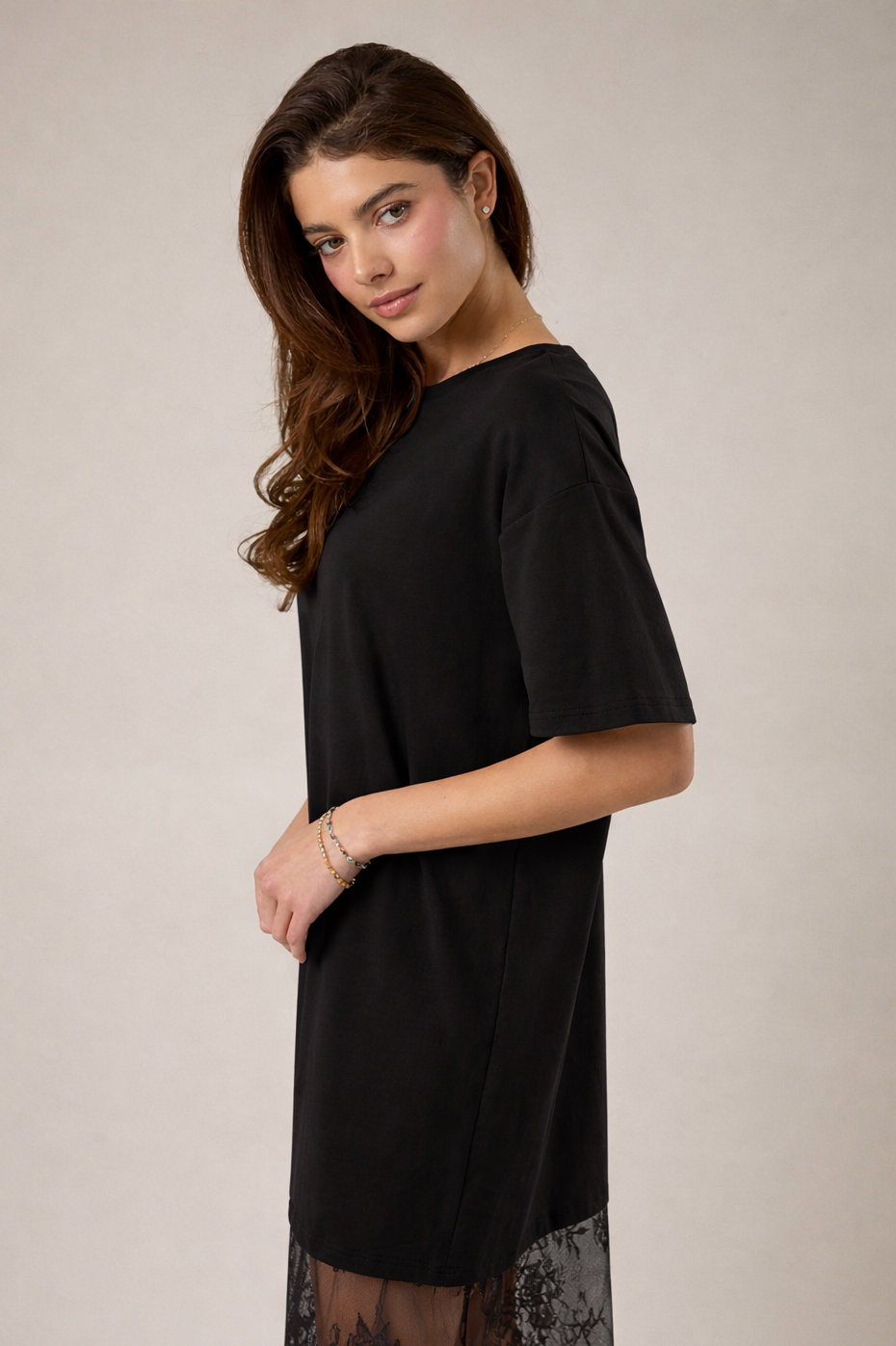 Liora T-Shirt Dress With Lace Detail
