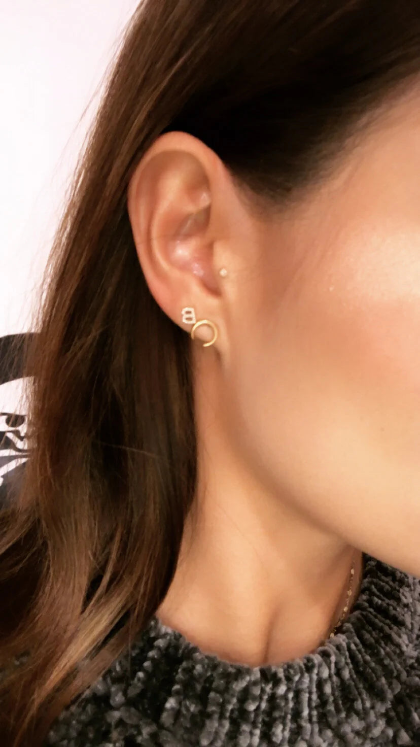 Celestial Crescent Moon Stud Earrings