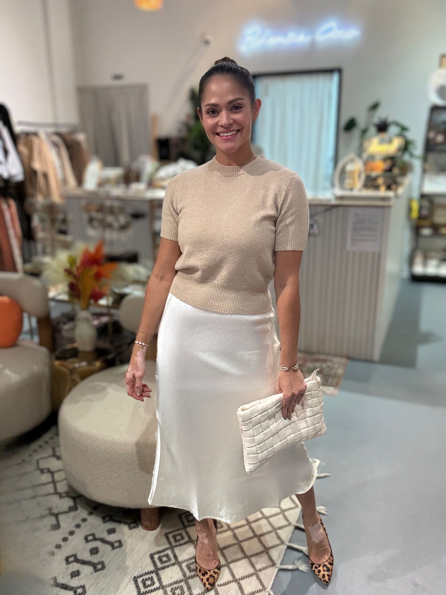 Silken Snow Midi Skirt