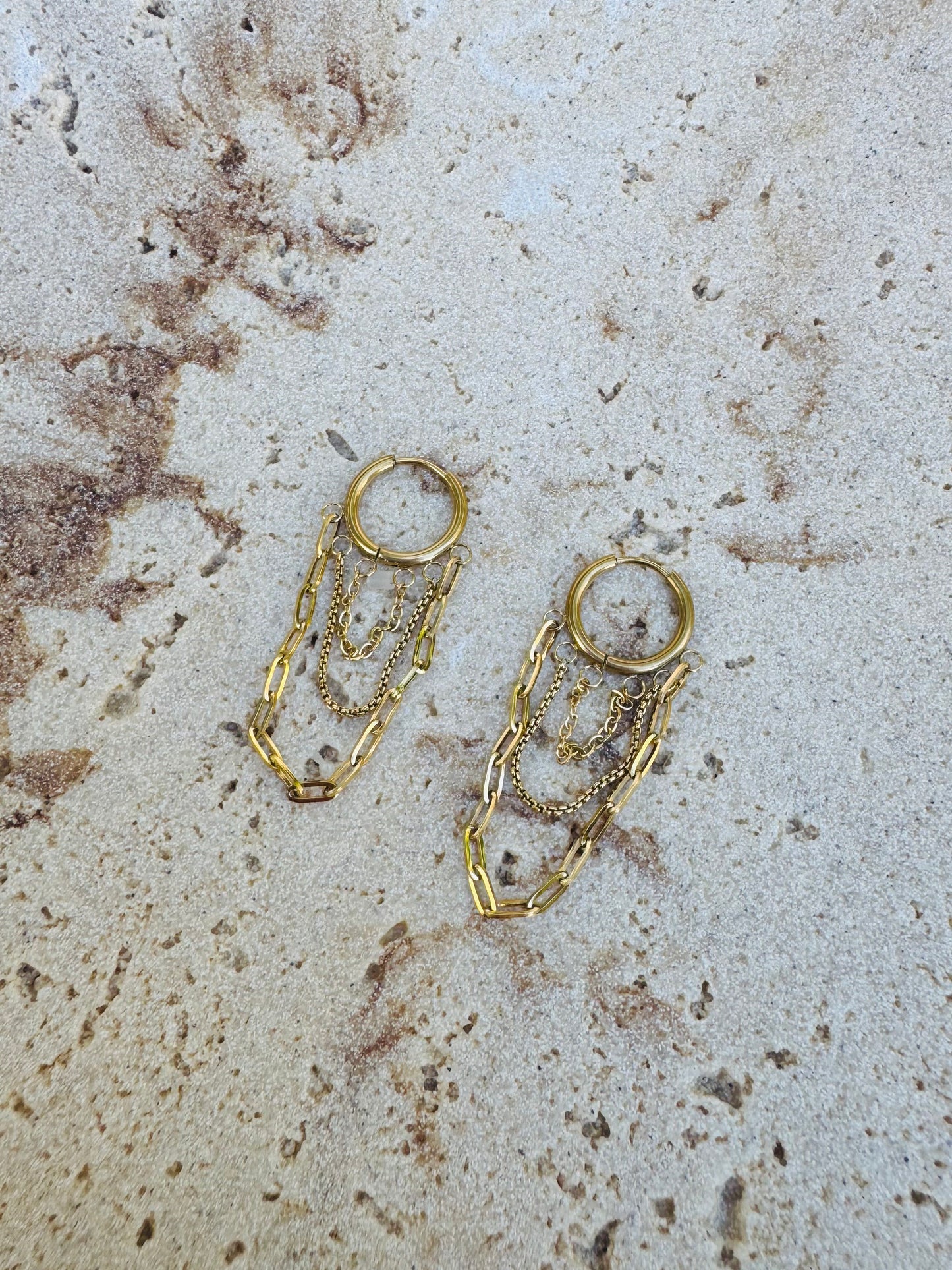 Sienna Glow Dangle Chain Hoops