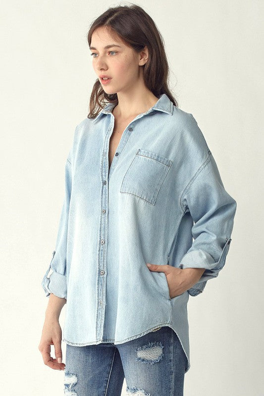 Stonewash Oversized Denim Shirt