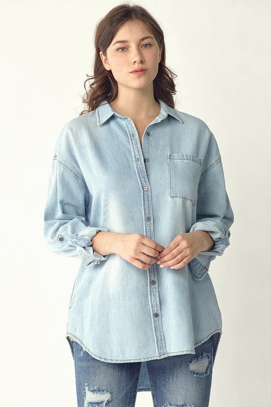 Stonewash Oversized Denim Shirt