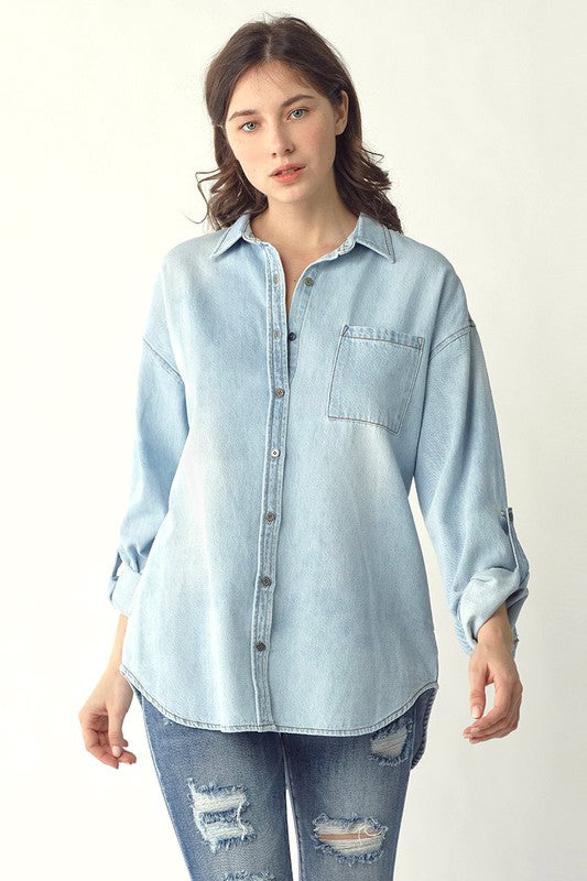 Stonewash Oversized Denim Shirt
