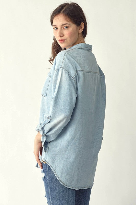 Stonewash Oversized Denim Shirt