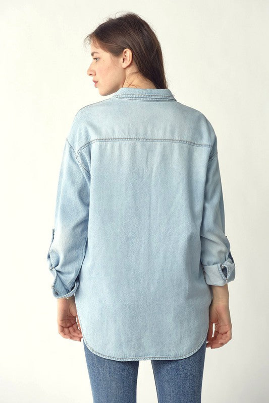 Stonewash Oversized Denim Shirt