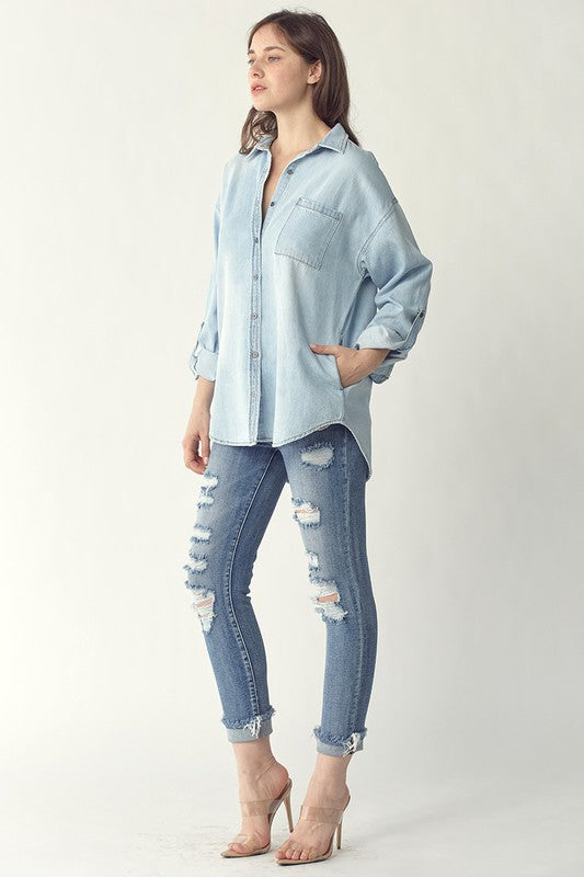 Stonewash Oversized Denim Shirt