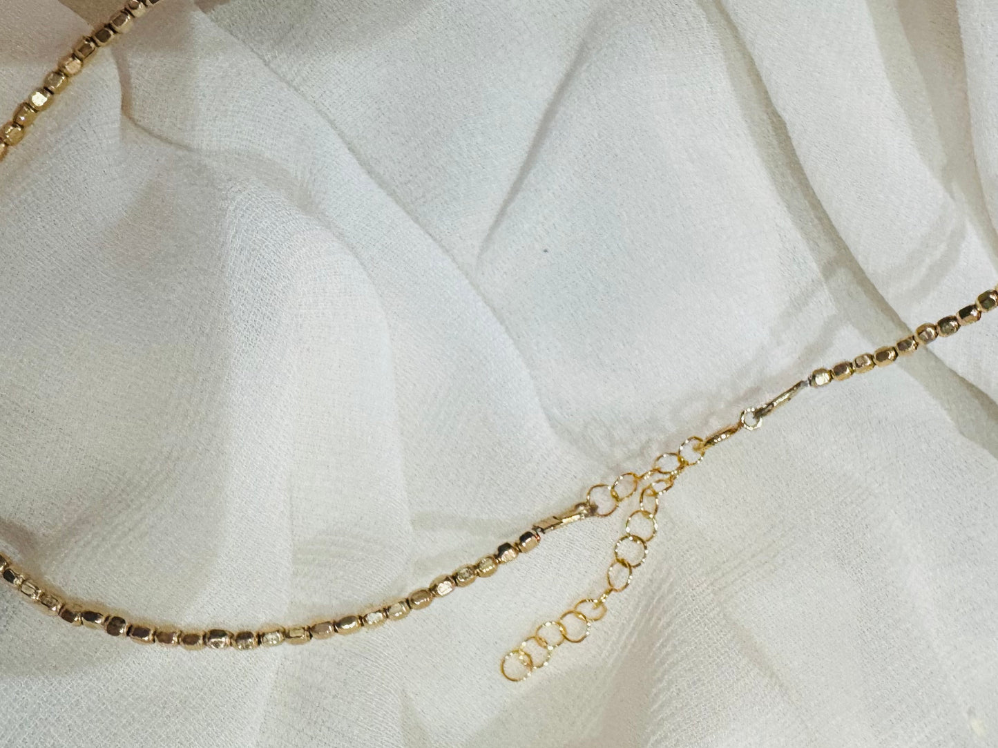 Gold Beaded CZ Necklace