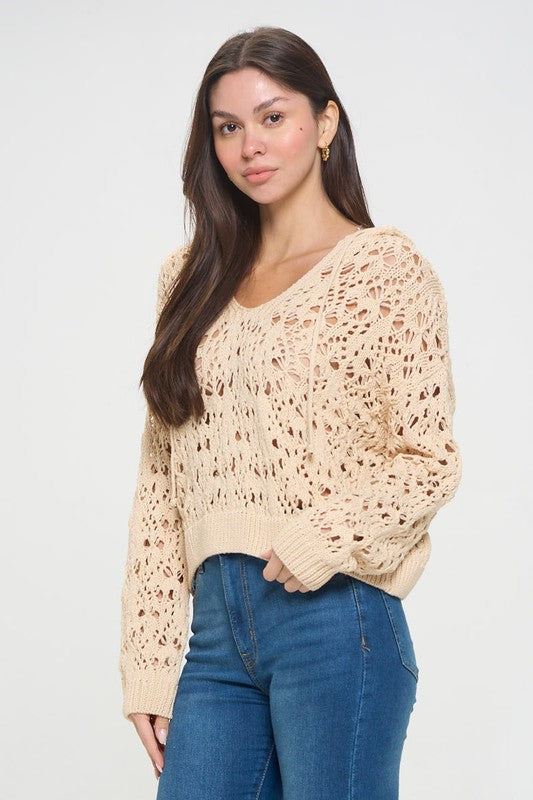 Aleza Crochet Hooded Sweater