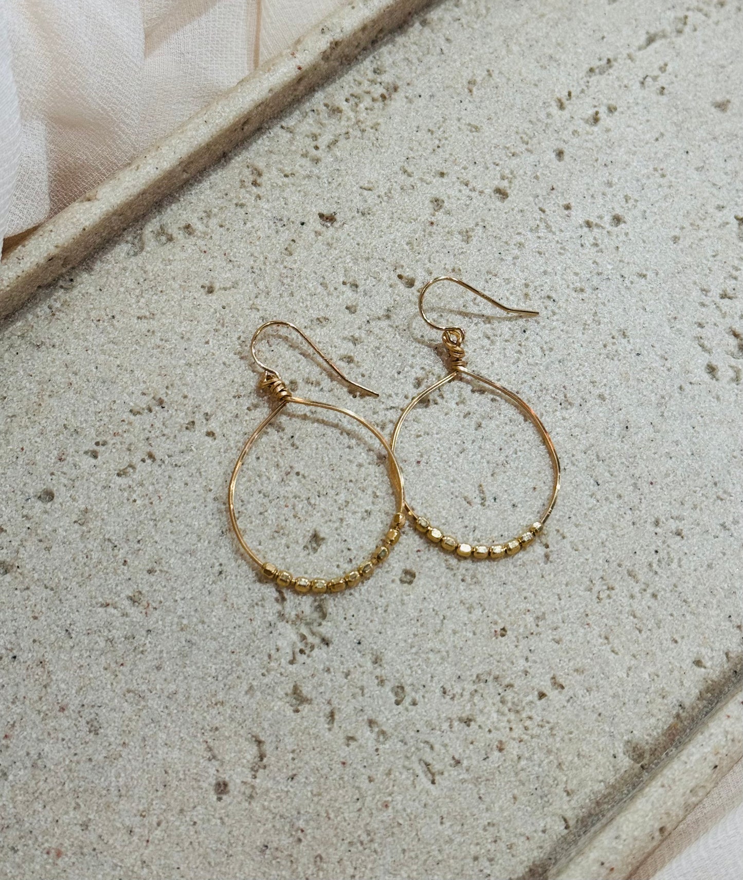 Boho Gold Bead Hoop Earring