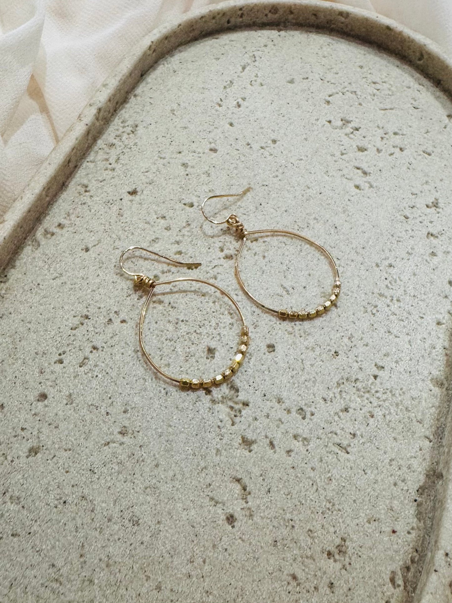 Boho Gold Bead Hoop Earring