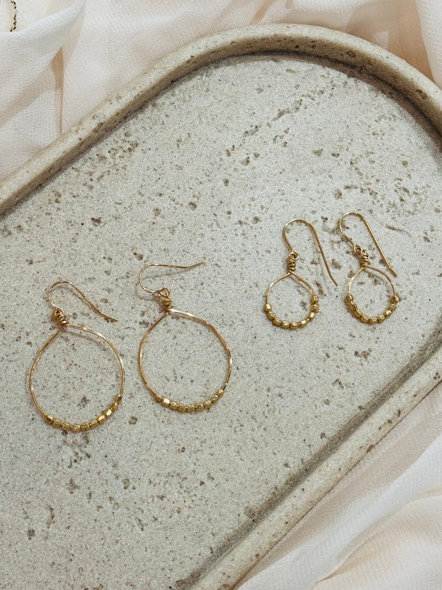 Boho Gold Bead Hoop Earring