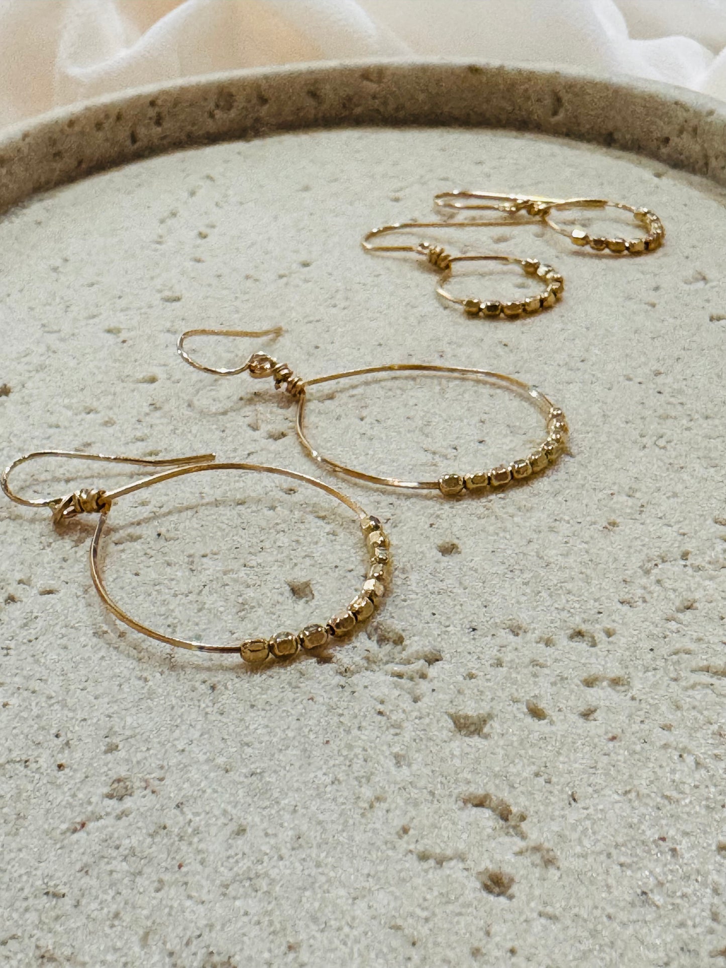 Boho Gold Bead Hoop Earring