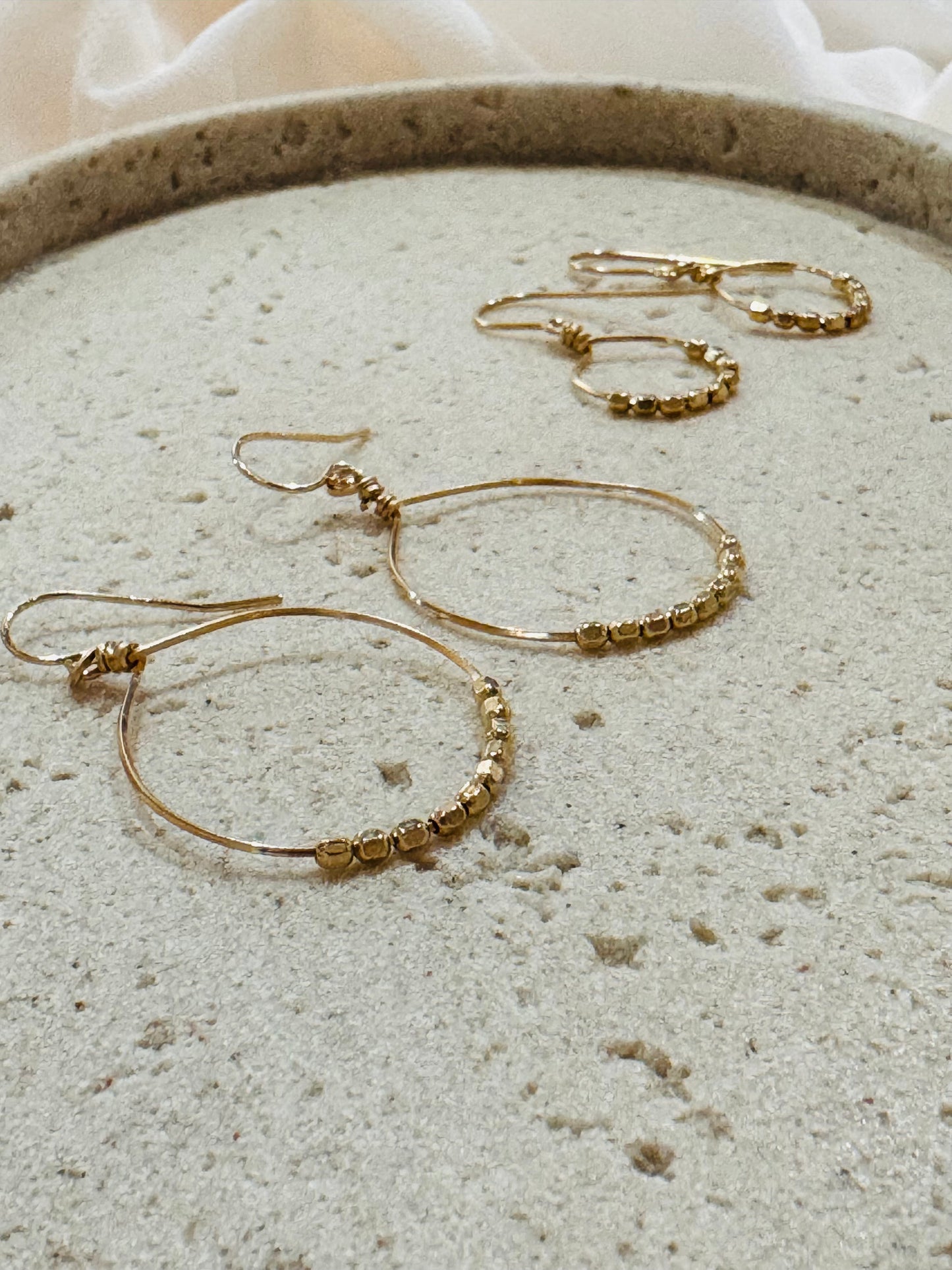 Boho Gold Bead Hoop Earring