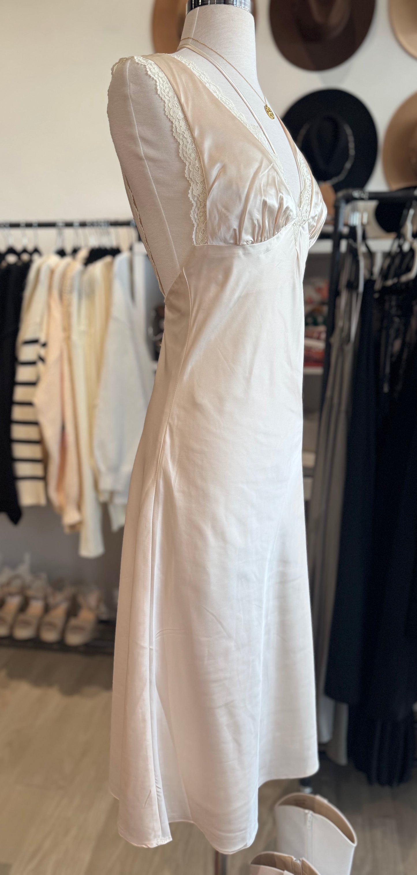 Boho Romance Satin Lace Midi Dress